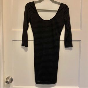 Forever21 Black Sheer Striped Body Con Dress | S